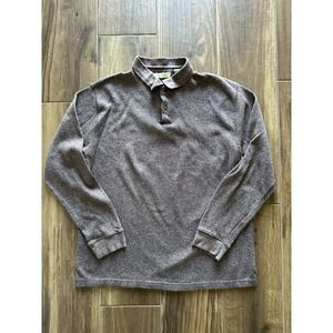 Naturalife Mens XL Long Sleeve Polo Shirt Brown Heathered Marl Knit Pullover